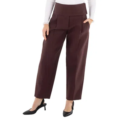 Jil Sander Ladies Plum Cropped Tapered Trousers In Brown
