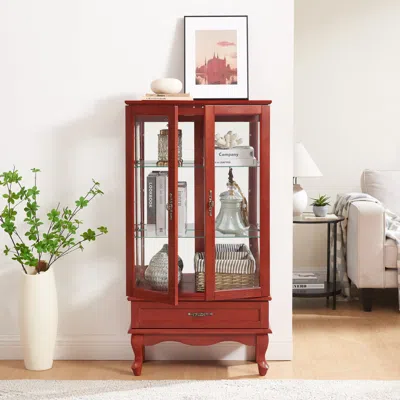 Streamdale Furniture Streamdale Lighted Cherry Glass Display Cabinet