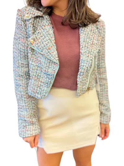 Bishop + Young Romantic Flair Emile Moto Jacket In Jade In Multi