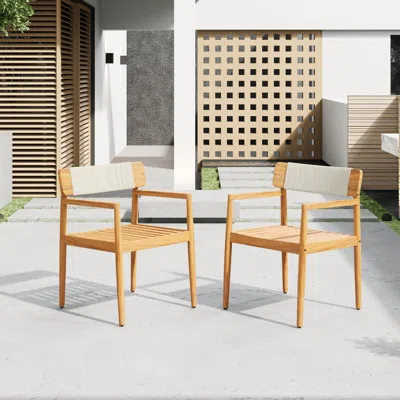 Streamdale Furniture Streamdale Acacia Wood Outdoor Armchair - Weather-resistant & Stylish Set Of 2