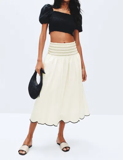 Fifteen Twenty Elsa Smocked Waist Midi Skirt In Cream In White