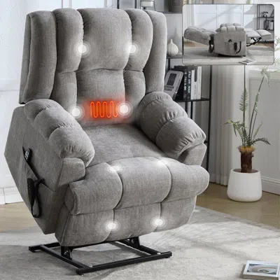 Streamdale Furniture Streamdale Power Lift Recliner With Heat & Massage - Light Grey