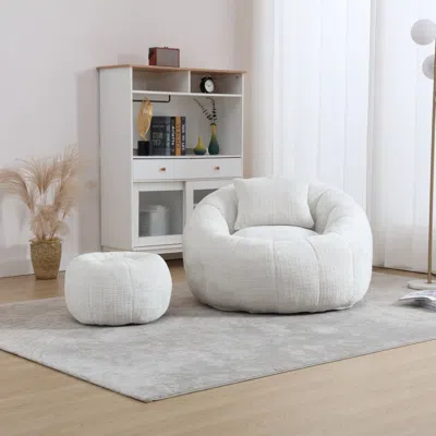 Streamdale Furniture Streamdale Modern Xl Round Bean Bag Chair W/ Footrest & Pillow