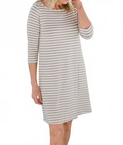 Yala Rita Boatneck A-line Bamboo Dress With Pockets In Ash Classic Stripe