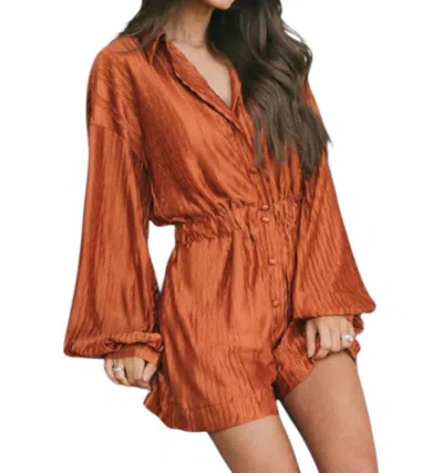 Ces Femme Textured Shorts Romper In Teracotta