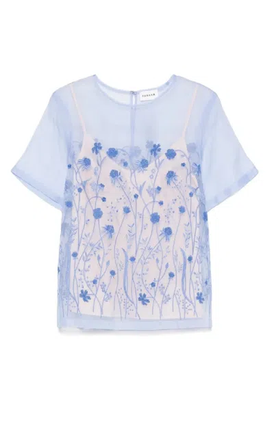 P.a.r.o.s.h . Sheer Floral Embroidered Overlay Blouse