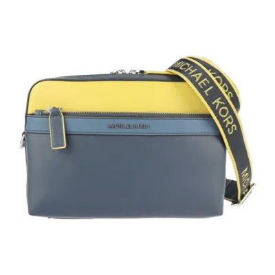 Pre-owned Michael Kors Navy Yellow Leather Clutch Bag Messenger Bag Shoulder Bag ()