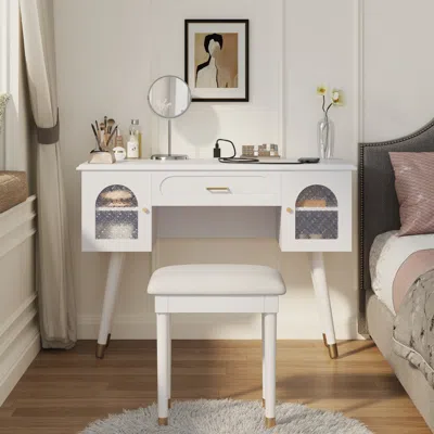 Streamdale Furniture Streamdale Vanity Makeup Table Set, Charging Port