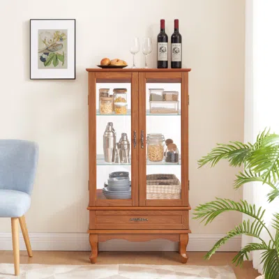 Streamdale Furniture Streamdale Lighted Glass Display Cabinet - Oak