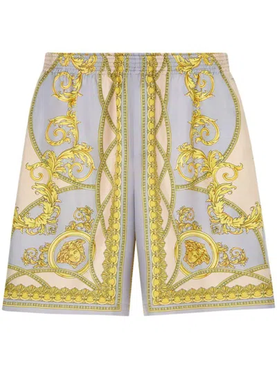 Versace La Coupe Des Dieux Print Silk Shorts