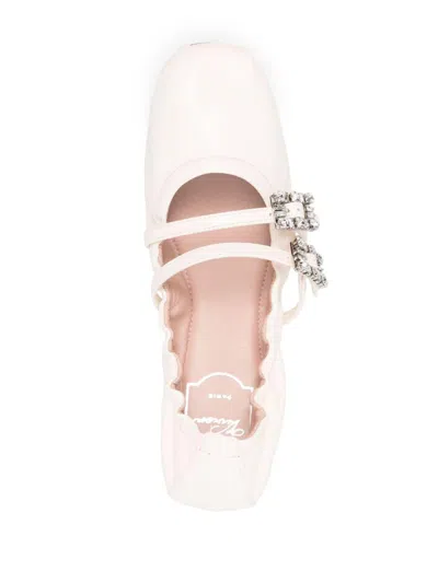 Roger Vivier Mini Strap Strass Leather Ballet Flats