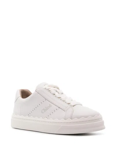 Chloé Lauren Leather Sneakers In White