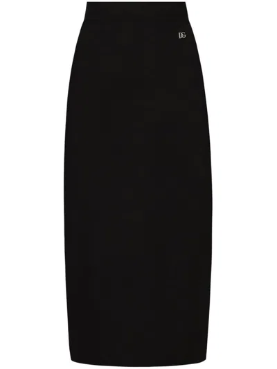 Dolce & Gabbana Dg-logo Pencil Skirt In Black