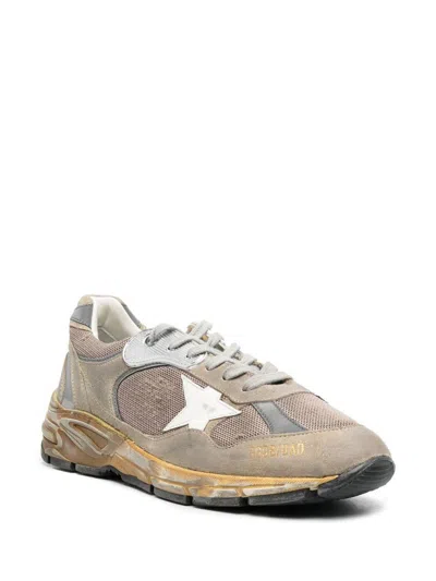 Golden Goose Mens Dad-star Sneakers In Dove-gray Mesh And Suede With White Leather Star In Brown