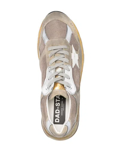Golden Goose Mens Dad-star Sneakers In Dove-gray Mesh And Suede With White Leather Star In Brown