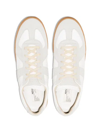 Maison Margiela Off White Leather And Grey Suede Replica Sneakers