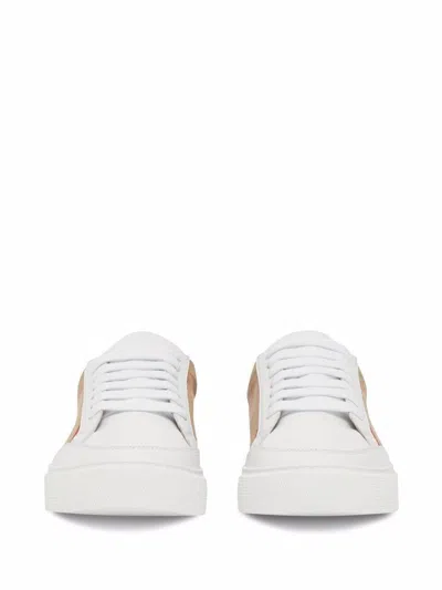 Burberry New Salmond Check Leather Sneakers In Multi