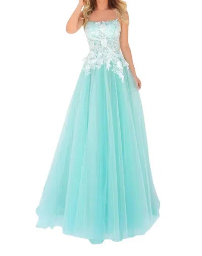 Tarik Ediz Melodie Tulle Dress In Aqua In Blue