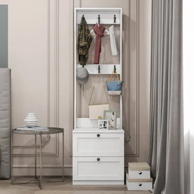 Streamdale Furniture Streamdale 2-in-1 Coat Rack Nightstand With Drawer & Hooks