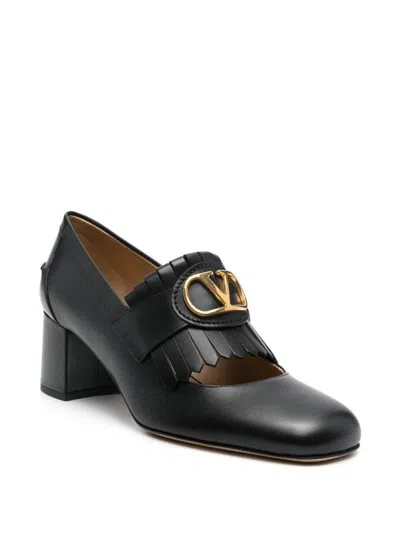 Valentino Garavani Vlogo Signature Fringed Calfskin Pumps 55mm Woman Black 40