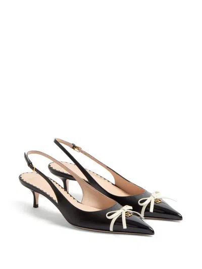 Valentino Bepointy 45 Bow-embellished Leather Slingback Pumps