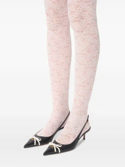 Valentino Bepointy 45 Bow-embellished Leather Slingback Pumps