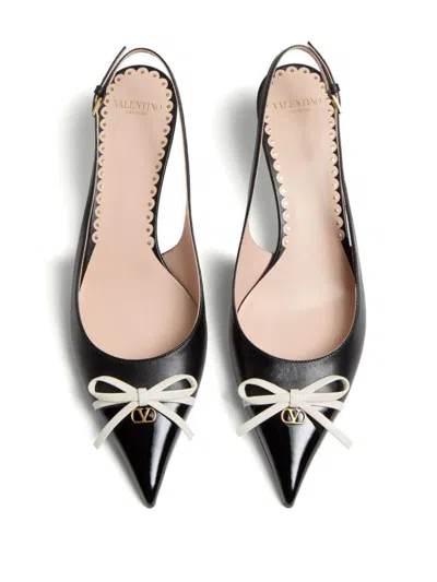 Valentino Bepointy 45 Bow-embellished Leather Slingback Pumps