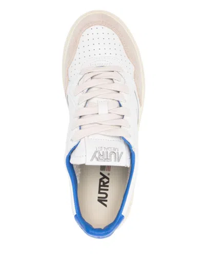 Autry Medalist Low Leather And Suede Sneakers With Lettering In White