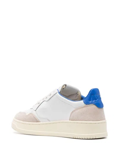 Autry Medalist Low Leather And Suede Sneakers With Lettering In White