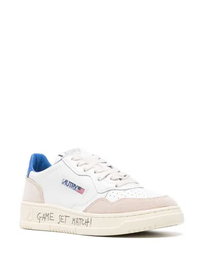 Autry Medalist Low Leather And Suede Sneakers With Lettering In White