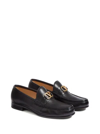 Valentino Garavani Vlogo Signature Leather Loafers In Black