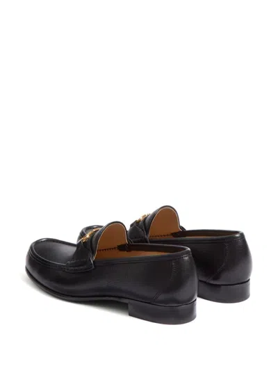 Valentino Garavani Vlogo Signature Leather Loafers In Black