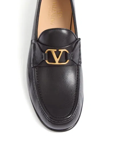 Valentino Garavani Vlogo Signature Leather Loafers In Black