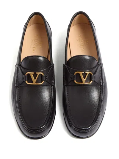 Valentino Garavani Vlogo Signature Leather Loafers In Black