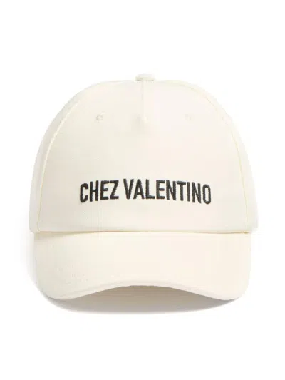 Valentino Garavani Ivory Cotton Baseball Cap With Adjustable Embroidered Logo
