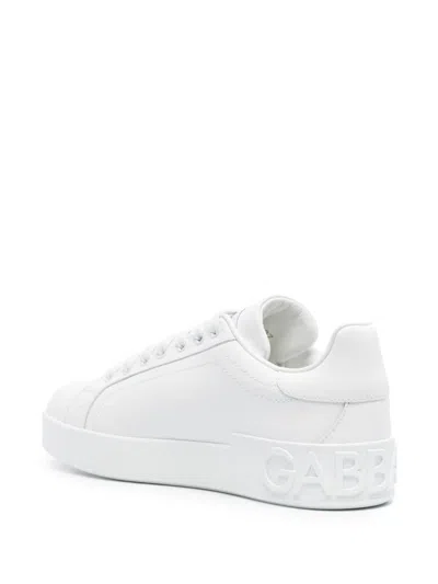 Dolce & Gabbana Women Portofino Leather Sneakers In White