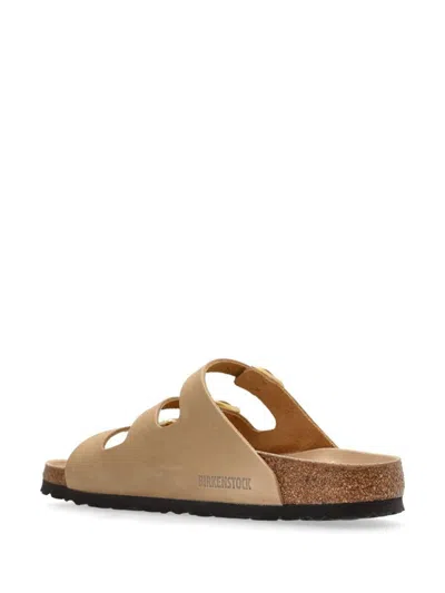 Birkenstock Beige Leather Florida Slippers