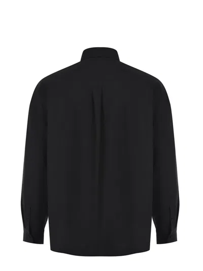 Marni Cool Wool Shirt With Contrast Stitching Shirt And Blouse Black In Blue
