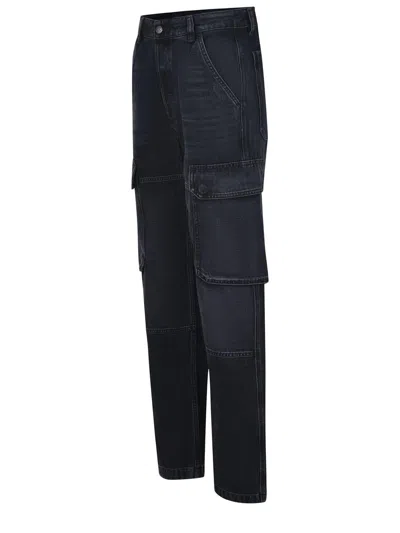 Diesel D-pot-cargo Mid Rise Straight Jeans In Black