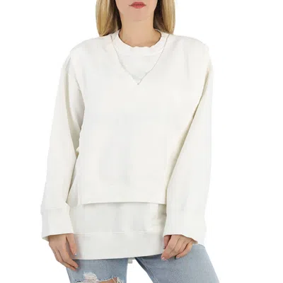 Mm6 Maison Margiela Mm6 Ladies White Layered Boxy Sweatshirt