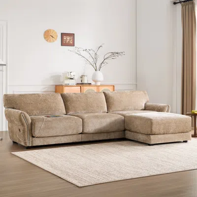 Streamdale Furniture Streamdale 110" Modular Sectional Sofa With Ottoman & Usb Charger
