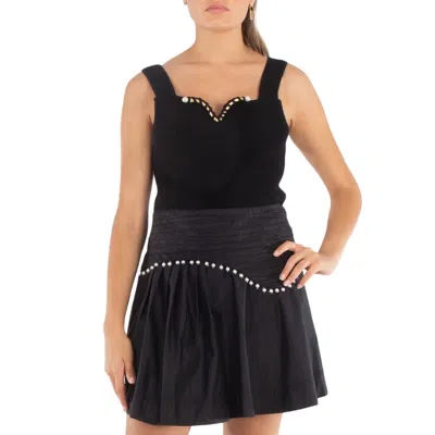 Aje Ladies Black Goldfoil Metal Bar Bodice In Black