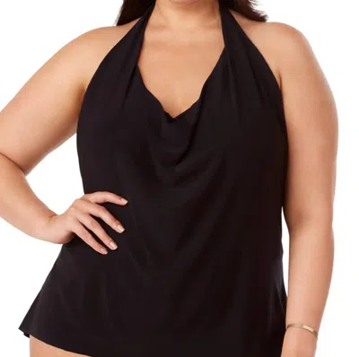 Magicsuit Plus Size Sophie Halter Cowl Neck Underwire Tankini Top In Black In Black