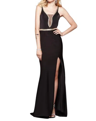 Milano Formals Chic Long Sleeveless Prom Dress In Black