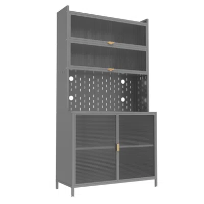 Streamdale Furniture Streamdale 73" Kitchen Pantry Cabinet, Flip Door, Adjustable Shelves (grey)