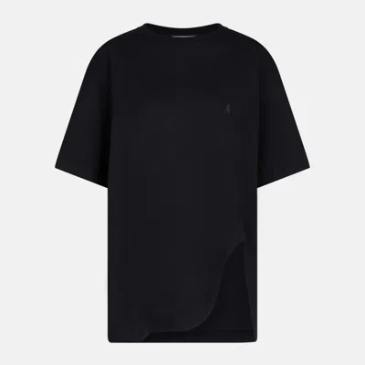 Attico Black Cotton T-shirt In Black