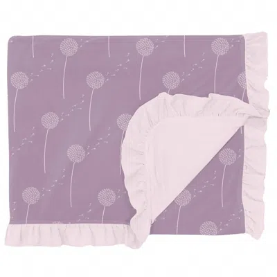 Kickee Ruffle Double Layer Throw Blanket In Lavender Dandelion Wish