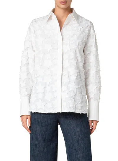 Akris Punto 3d Star Embroidery Poplin Shirt In Cream In White