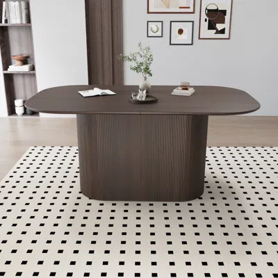 Streamdale Furniture Streamdale 63" Brown Mdf Dining Table (4-8 Person)