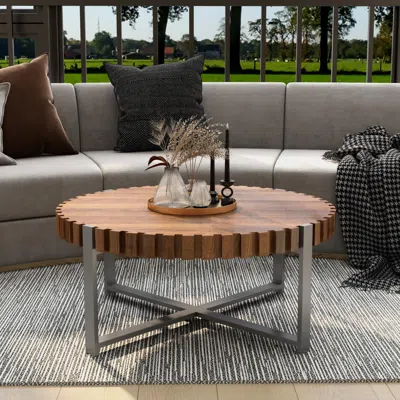 Streamdale Furniture Streamdale Felief 31.4-inch Round Wood Coffee Table